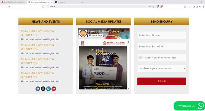 Featured on College Website